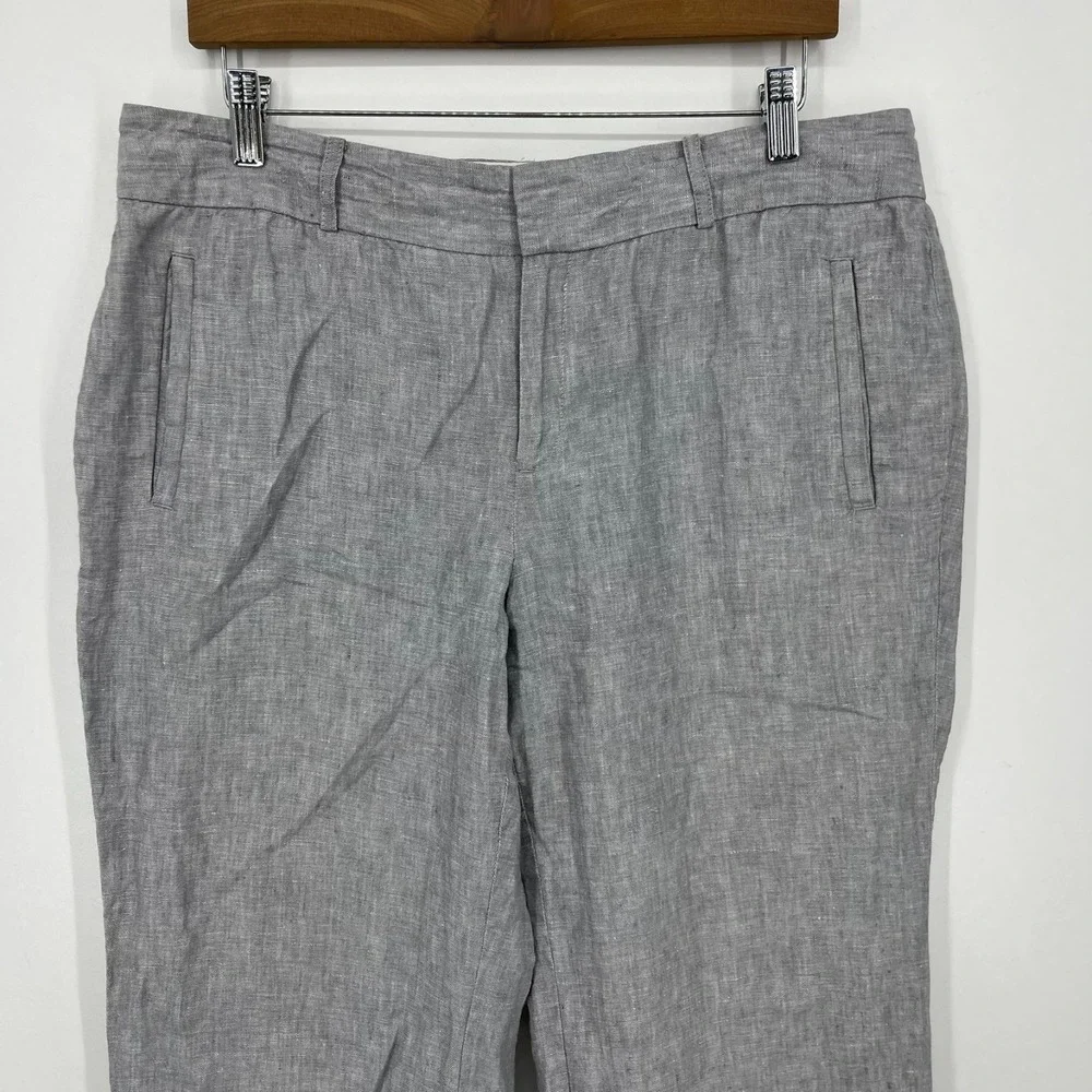 Banana‎ Republic Chino Pants Women's Size 14 Gray The Martin Fit Linen Blend
